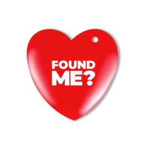 B402ENRD Red small heart plastic Tag - Front